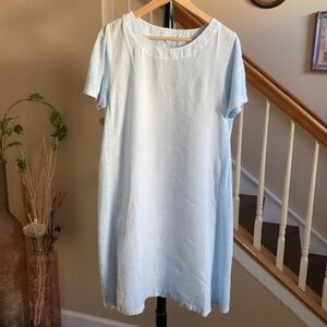 120% Lino Crew Neck T-Shirt Dress Light Blue Size IT46 / US10